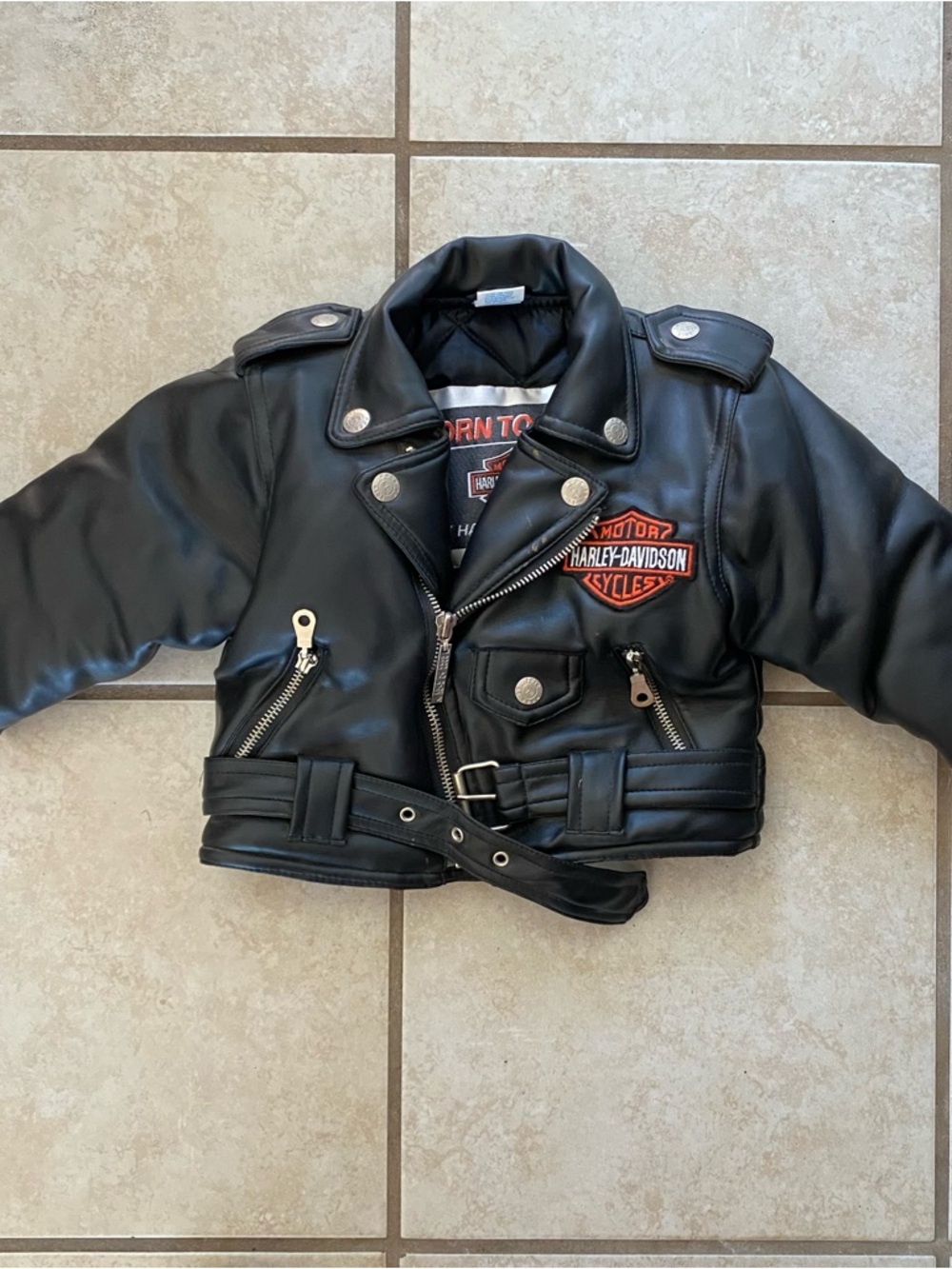 Vintage Harley Davidson Leather Motorcycle Jacket Perfecto Toddler 18M